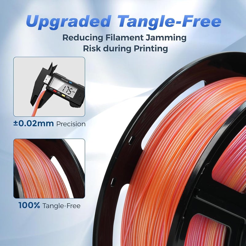 FLASHFORGE Rapid PLA Filament 1.75mm +/- 0.02mm Yellow to Pink Gradient, Max 500mm/s High Speed Printing, 3D Printer Filament 1kg(2.2lbs), Changing Colors with Light - Image 5